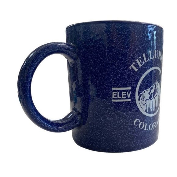 Telluride Colorado Speckled Ceramic Mug 8750 Elevation Blue 12 Oz Campfire Style - Picture 3 of 5